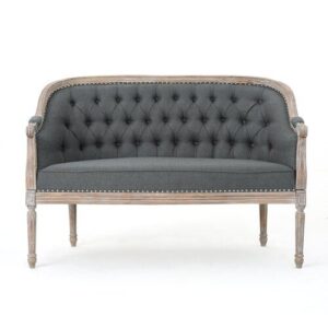 Traditional Tufted Grey Loveseat