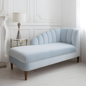 Light blue/upholstered curved chaise