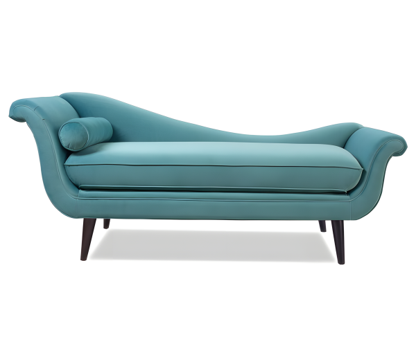 Teal velvet modern chaise