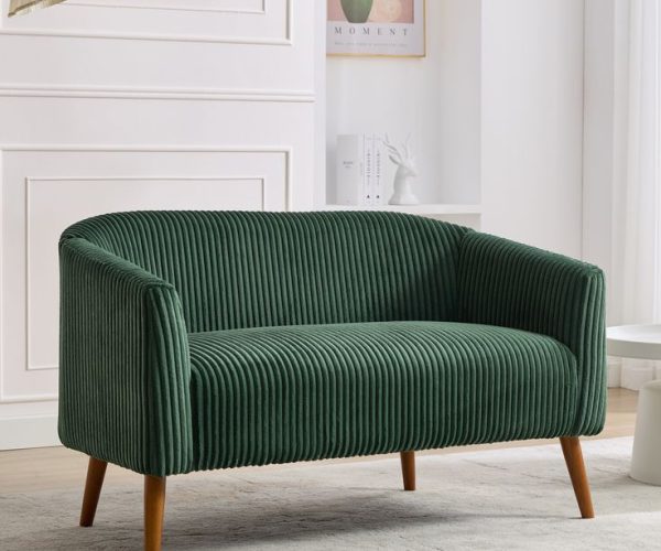 Emerald Green Curved Velvet Sofa