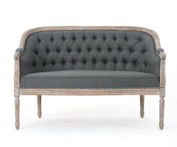 Traditional Tufted Grey Loveseat